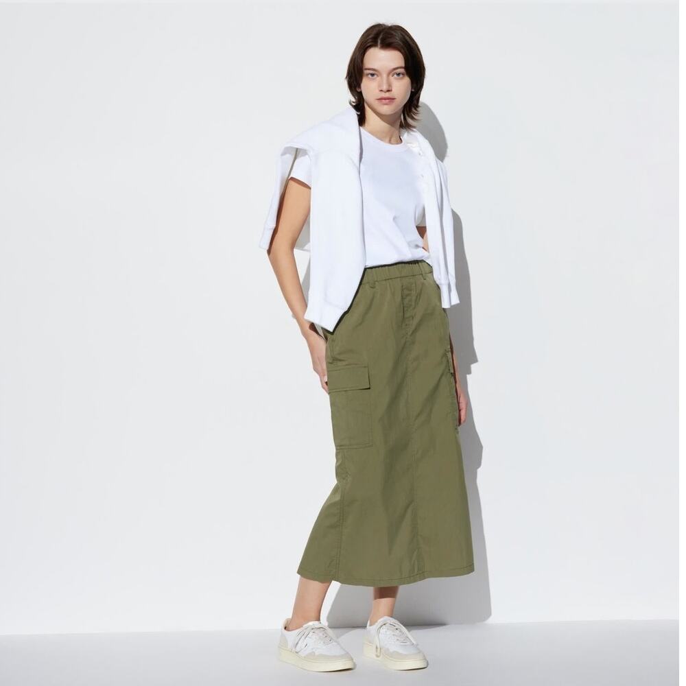 Uniqlo Women's Easy Cargo Skirt Olive Green Midi Size L